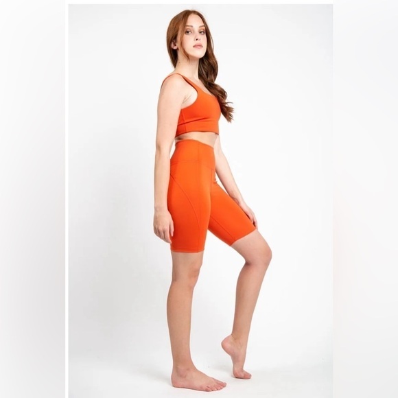 Girlfriend Collective High Rise Bike shorts in Orange - size small - Picture 3 of 8
